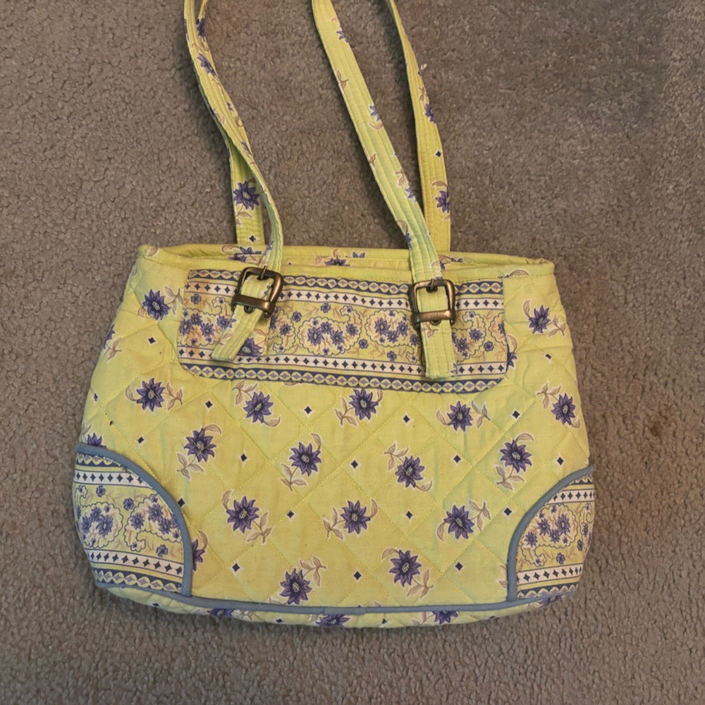Source Unknown Yellow and Purple Floral Shoulder Bag